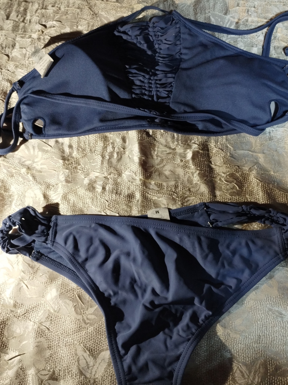 Women’s Navy Ruched Two-Piece Bikini Set